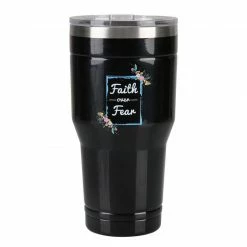 Lincoln Outfitters "Faith Over Fear" 30 oz. Religious Tumbler, Black - 89-631-0204 - Tumblers