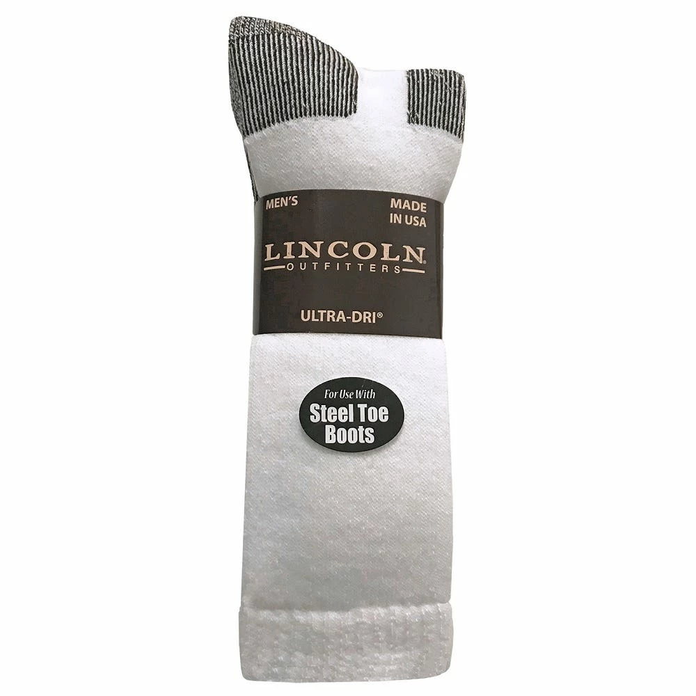 Lincoln Outfitters Men's Ultra-Dri Steel Toe Work Sock 2 Pack White - L2/837-W - Socks 3 Lincoln Outfitters Men's Ultra-Dri Steel Toe Work Sock 2 Pack White - L2/837-W - Socks