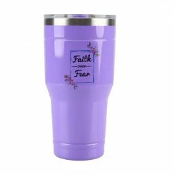Lincoln Outfitters "Faith Over Fear" 30 oz. Religious Tumbler, Purple - 89-639-0204 - Tumblers