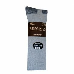 Lincoln Outfitters Men's Ultra-Dri Steel Toe Work Sock 2 Pack Grey - L2/837-G - Socks